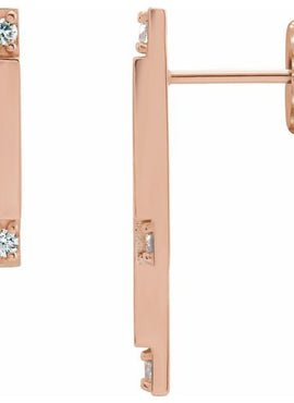 14K White Gold 1/10 CTW Natural Diamond Bar Earrings