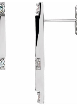 14K White Gold 1/10 CTW Natural Diamond Bar Earrings
