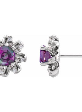 14K White Gold 1 CTW Natural Diamond Halo-Style Earrings