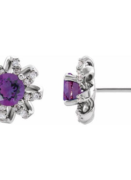 14K White Gold 1 CTW Natural Diamond Halo-Style Earrings