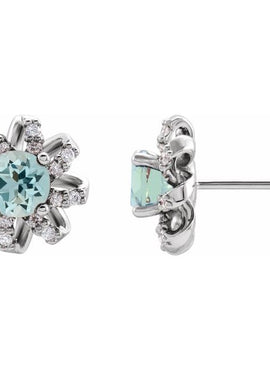 14K White Gold 1 CTW Natural Diamond Halo-Style Earrings