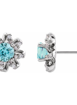 14K White Gold 1 CTW Natural Diamond Halo-Style Earrings