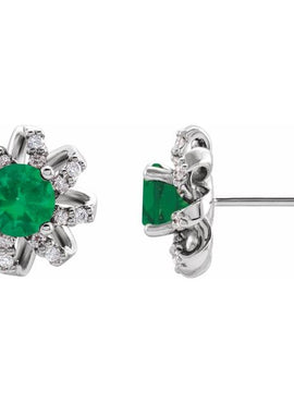 14K White Gold 1 CTW Natural Diamond Halo-Style Earrings
