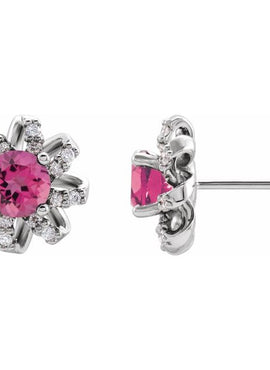 14K White Gold 1 CTW Natural Diamond Halo-Style Earrings