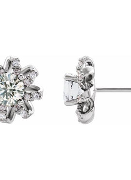 14K White Gold 1 CTW Natural Diamond Halo-Style Earrings