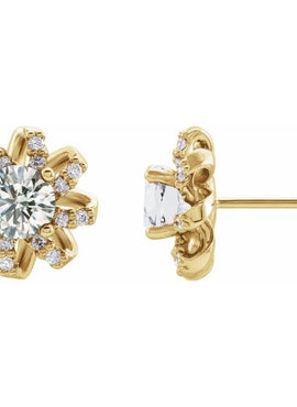 14K White Gold 1 CTW Natural Diamond Halo-Style Earrings