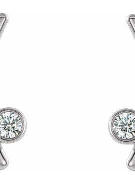 14K Yellow Gold Natural White Sapphire Ear Climbers
