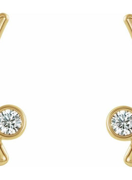 14K Yellow Gold Natural White Sapphire Ear Climbers
