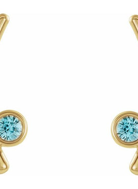 14K Yellow Gold Natural White Sapphire Ear Climbers