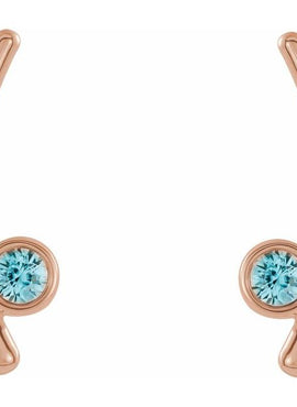 14K Yellow Gold Natural White Sapphire Ear Climbers