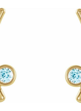14K Yellow Gold Natural White Sapphire Ear Climbers