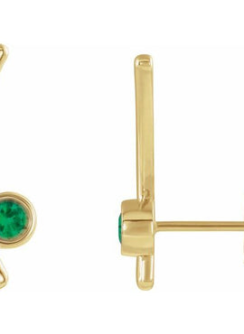 14K Yellow Gold Natural White Sapphire Ear Climbers
