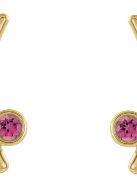 14K Yellow Gold Natural White Sapphire Ear Climbers