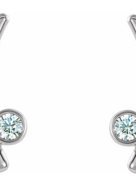 14K Yellow Gold Natural White Sapphire Ear Climbers