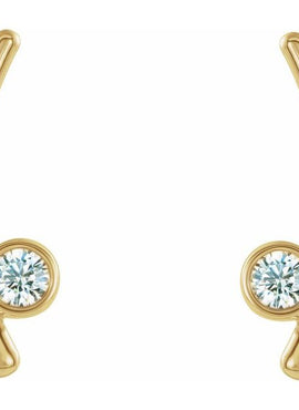 14K Yellow Gold Natural White Sapphire Ear Climbers