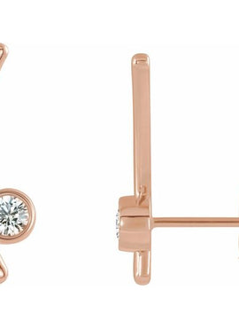 14K Yellow Gold Natural White Sapphire Ear Climbers