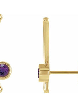 14K Yellow Gold Natural White Sapphire Ear Climbers