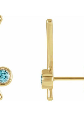 14K Yellow Gold Natural White Sapphire Ear Climbers