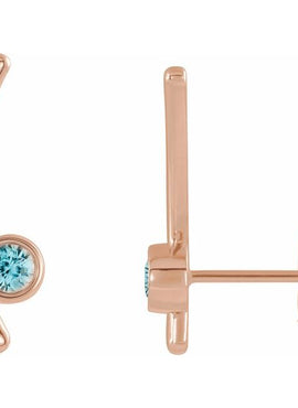 14K Yellow Gold Natural White Sapphire Ear Climbers