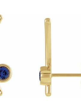 14K Yellow Gold Natural White Sapphire Ear Climbers