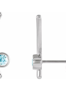 14K Yellow Gold Natural White Sapphire Ear Climbers