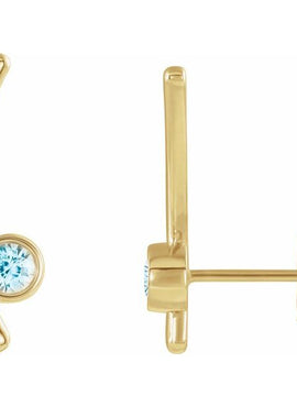 14K Yellow Gold Natural White Sapphire Ear Climbers