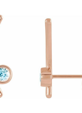 14K Yellow Gold Natural White Sapphire Ear Climbers