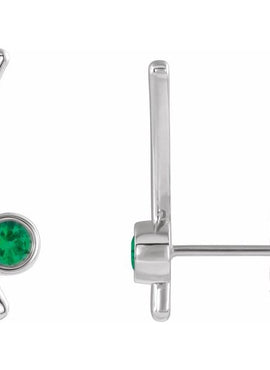 14K Yellow Gold Natural White Sapphire Ear Climbers