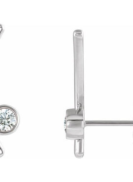 14K Yellow Gold Natural White Sapphire Ear Climbers