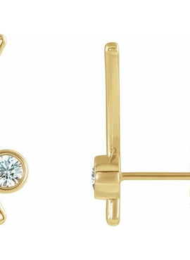 14K Yellow Gold Natural White Sapphire Ear Climbers