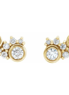 14K White Gold 1/4 CTW Natural Diamond Scattered Bezel-Set Earrings