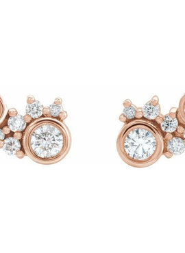 14K White Gold 1/4 CTW Natural Diamond Scattered Bezel-Set Earrings