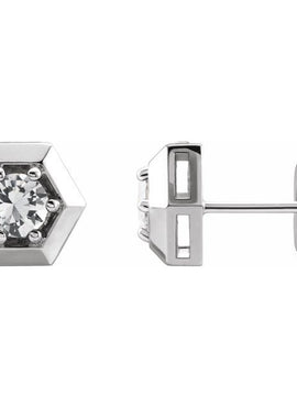 14K White Gold 1/2 CTW Natural Diamond Geometric Earrings