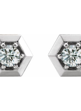14K White Gold 1/2 CTW Natural Diamond Geometric Earrings