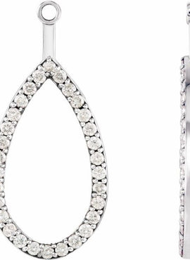 14K White Gold 1/5 CTW Natural Diamond Teardrop Earring Jackets