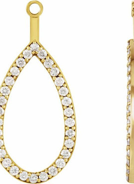 14K White Gold 1/5 CTW Natural Diamond Teardrop Earring Jackets