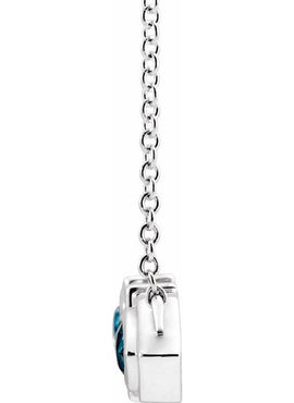 14K White Gold Natural Blue Multi-Gemstone Geometric Bar 16