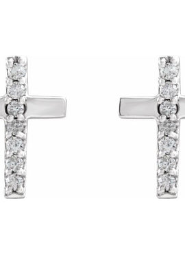14K Yellow Gold .06 CTW Natural Diamond Cross Earrings