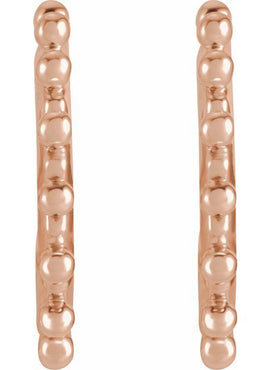 14K White Gold Beaded 12.1 mm Hoop Earrings