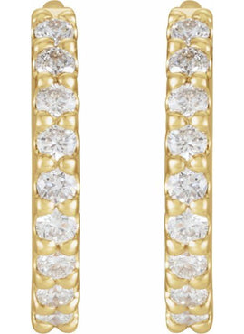 14K White Gold 1/4 CTW Natural Diamond 10.32 mm Hoop Earrings