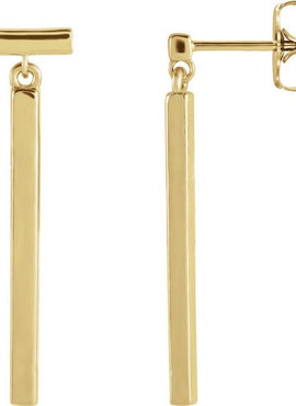 14K Yellow Gold Articulated Bar Earrings