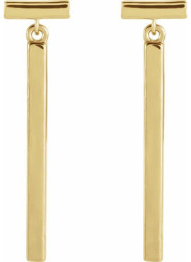 14K Yellow Gold Articulated Bar Earrings