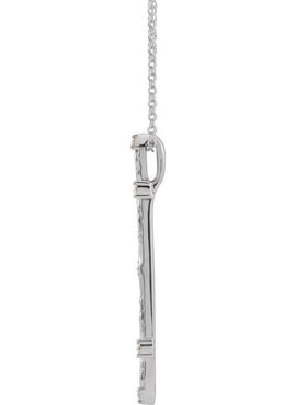 14K White Gold .07 CTW Natural Diamond Vintage-Inspired Vertical Bar Pendant