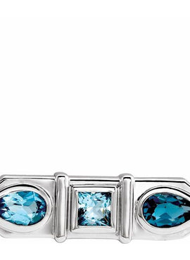 14K White Gold Natural Blue Multi-Gemstone Geometric Bar 16