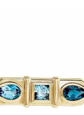 14K White Gold Natural Blue Multi-Gemstone Geometric Bar 16