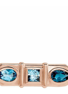 14K White Gold Natural Blue Multi-Gemstone Geometric Bar 16