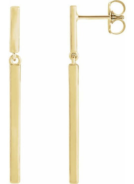 14K Yellow Gold 25.9x1.8 mm Articulated Bar Earrings