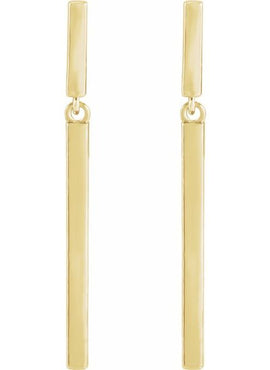 14K Yellow Gold 25.9x1.8 mm Articulated Bar Earrings