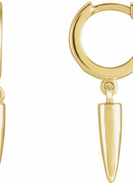 14K Yellow Gold Spike Hinged Hoop Earrings