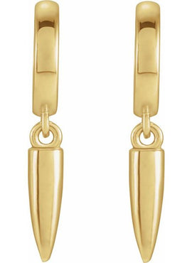 14K Yellow Gold Spike Hinged Hoop Earrings